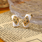 SUYU Jewelry Nyári Retro Geometry Fehér Cseppüveges Fülbevaló Női Könnyű Luxus Divattervezés Fülbevaló Divat Ékszer