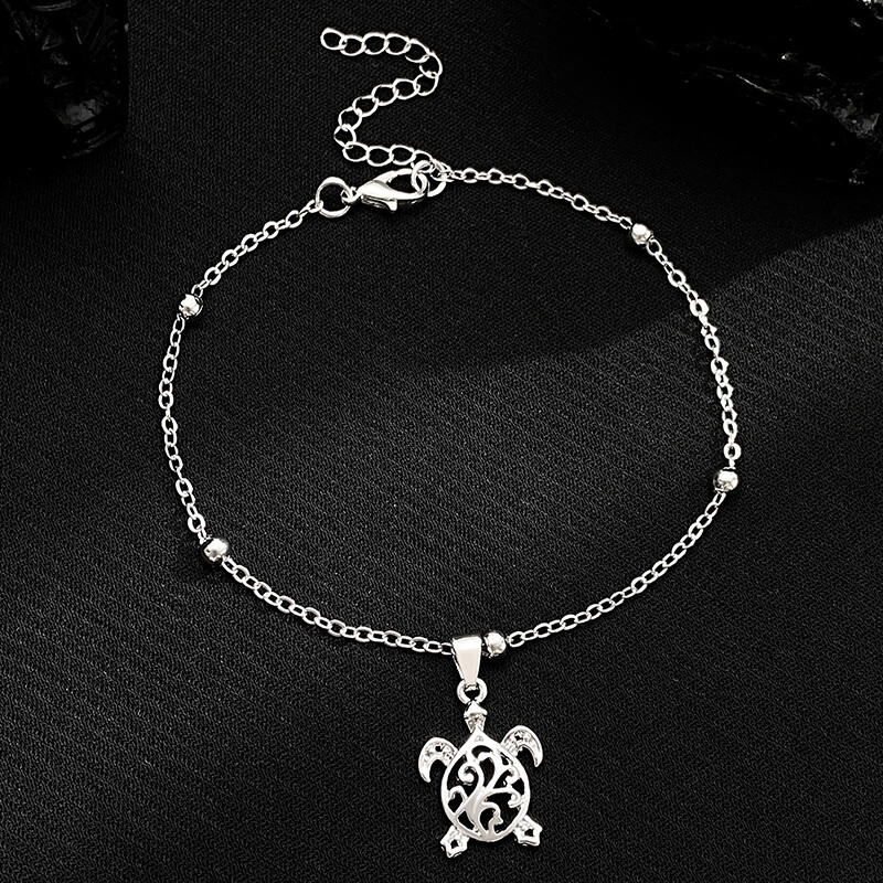 Stil boem gleznă țestoasă simplă mică, pentru bărbați, femei, stil etnic, retro, clasică, gleznă de plajă, accesorii de bijuterii, cadouri