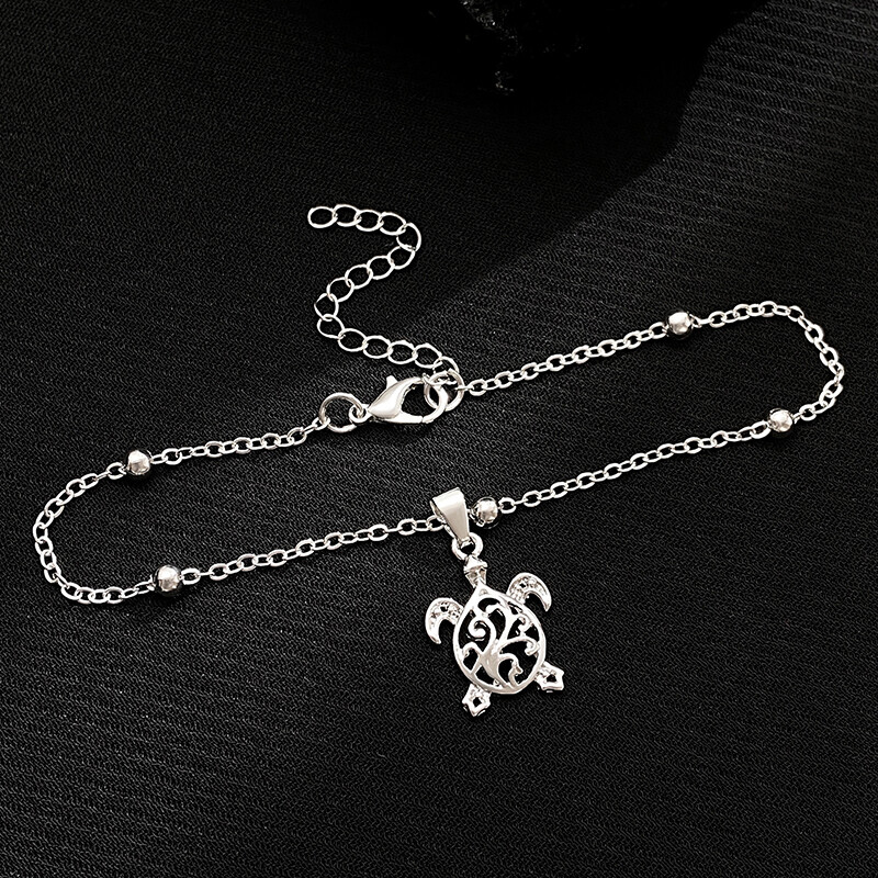 Stil boem gleznă țestoasă simplă mică, pentru bărbați, femei, stil etnic, retro, clasică, gleznă de plajă, accesorii de bijuterii, cadouri