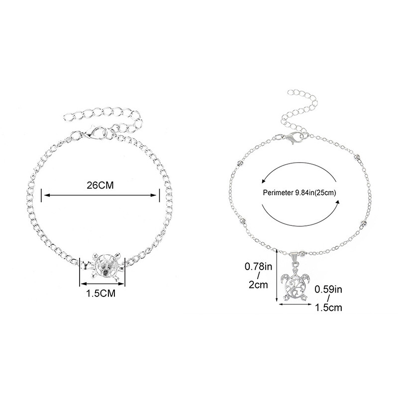 Stil boem gleznă țestoasă simplă mică, pentru bărbați, femei, stil etnic, retro, clasică, gleznă de plajă, accesorii de bijuterii, cadouri