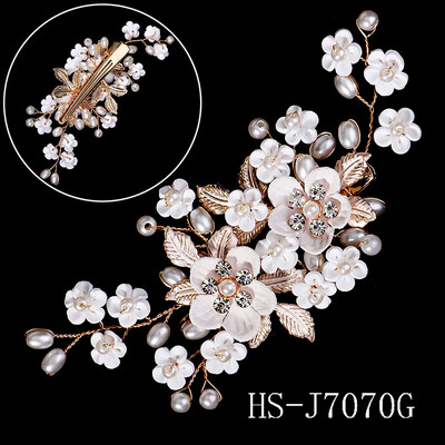 Klasszikus kézzel készített strasszok Gyöngyök Virág Hajcsat Menyasszonyi Esküvői Haj Ékszer Kiegészítők Koszorúslány Tiara Fejfedők