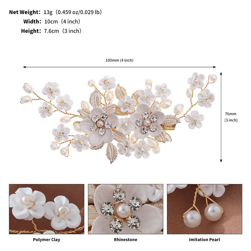 Klasszikus kézzel készített strasszok Gyöngyök Virág Hajcsat Menyasszonyi Esküvői Haj Ékszer Kiegészítők Koszorúslány Tiara Fejfedők