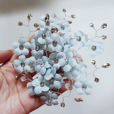 Ανοιχτό μωβ λεβάντα ροζ Λευκό μπλε λουλούδι Νυφικές χτένες μαλλιών Κεφαλή κεφαλής χορού γάμου Αξεσουάρ μαλλιών Κοσμήματα μαλλιών Καρφίτσες μαλλιών