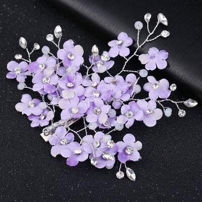 Ανοιχτό μωβ λεβάντα ροζ Λευκό μπλε λουλούδι Νυφικές χτένες μαλλιών Κεφαλή κεφαλής χορού γάμου Αξεσουάρ μαλλιών Κοσμήματα μαλλιών Καρφίτσες μαλλιών