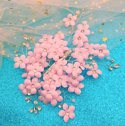 Ανοιχτό μωβ λεβάντα ροζ Λευκό μπλε λουλούδι Νυφικές χτένες μαλλιών Κεφαλή κεφαλής χορού γάμου Αξεσουάρ μαλλιών Κοσμήματα μαλλιών Καρφίτσες μαλλιών