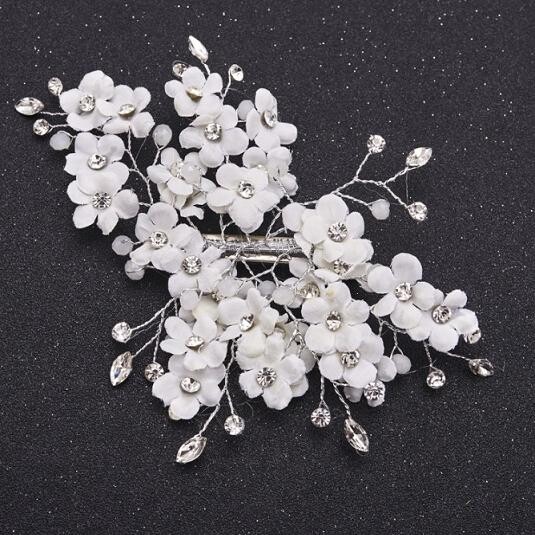 Ανοιχτό μωβ λεβάντα ροζ Λευκό μπλε λουλούδι Νυφικές χτένες μαλλιών Κεφαλή κεφαλής χορού γάμου Αξεσουάρ μαλλιών Κοσμήματα μαλλιών Καρφίτσες μαλλιών