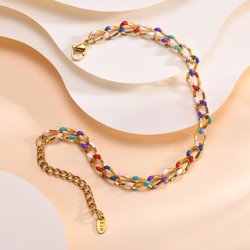 2024 Nouă gleznă cu clei de picurare de culoare din oțel inoxidabil pentru femei glezne placate cu aur de 18k seturi de bijuterii pentru banchet