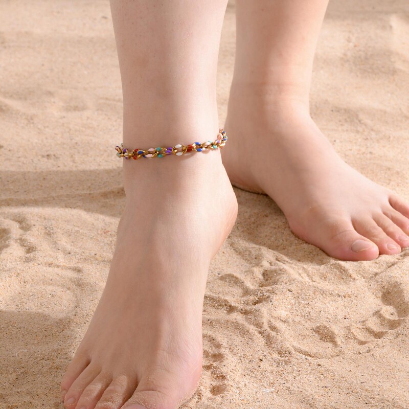 2024 Nouă gleznă cu clei de picurare de culoare din oțel inoxidabil pentru femei glezne placate cu aur de 18k seturi de bijuterii pentru banchet