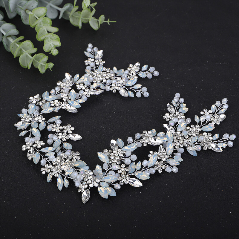 Bandita cu stras opal pentru nunta, argintiu, accesorii pentru par, accesorii pentru par, diademe cu flori pentru petrecere, pentru femei