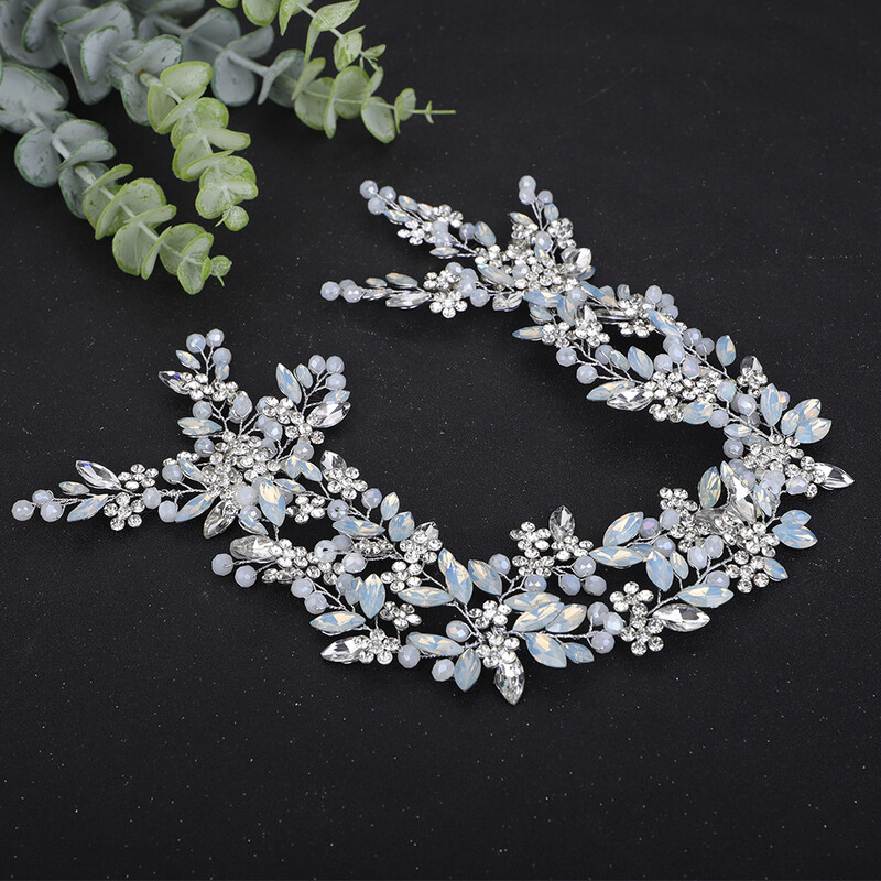 Bandita cu stras opal pentru nunta, argintiu, accesorii pentru par, accesorii pentru par, diademe cu flori pentru petrecere, pentru femei
