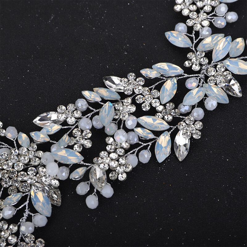 Bandita cu stras opal pentru nunta, argintiu, accesorii pentru par, accesorii pentru par, diademe cu flori pentru petrecere, pentru femei