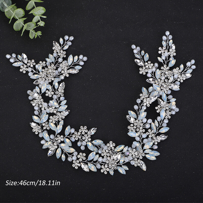 Bandita cu stras opal pentru nunta, argintiu, accesorii pentru par, accesorii pentru par, diademe cu flori pentru petrecere, pentru femei