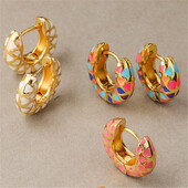 HECHENG, Cercei Cercei Cercei Rotunzi, Geometrici, Colorati, pentru Femei, Catarama de ureche, Cercei Huggie, Bijuterii