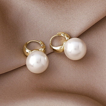 Fashion Simulated Pearl Drop Stud σκουλαρίκια για γυναίκες OL Απλό στρογγυλό δαχτυλίδι αυτί για κορίτσια Δώρα Bijoux Party Γάμος Νυφικά κοσμήματα