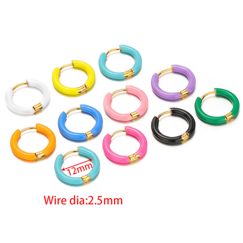 1 pereche de cercei din oțel inoxidabil pentru femei, de culoare bomboană, emailați, cercei de vară dulce, cercei, setări, bijuterii