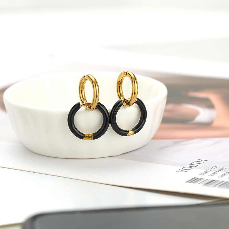 1 pereche de cercei din oțel inoxidabil pentru femei, de culoare bomboană, emailați, cercei de vară dulce, cercei, setări, bijuterii