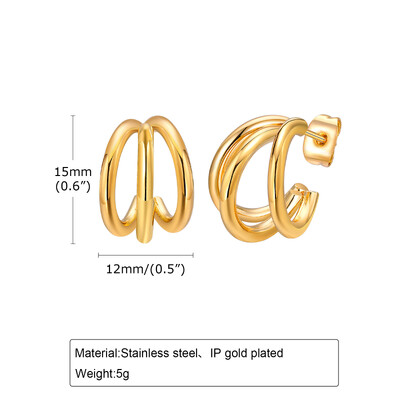 Netaisyklingi geometriniai lanko auskarai moterims, daugiasluoksniai C formos grandinės lanko auskarai, madingi nerūdijančio plieno papuošalai
