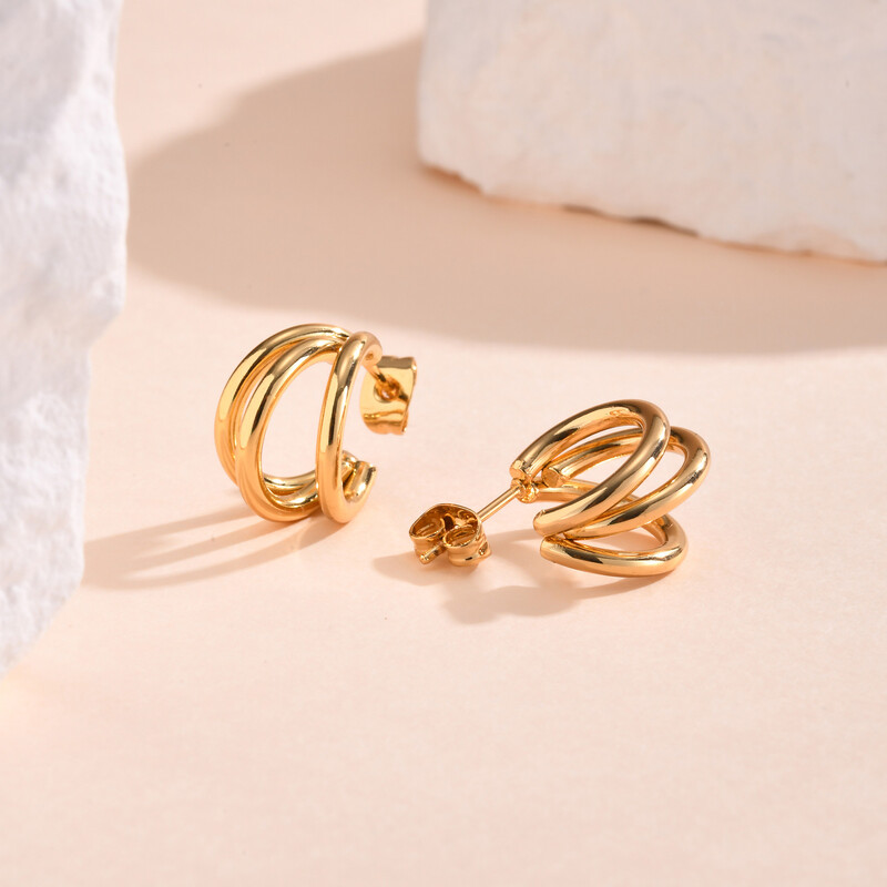 Netaisyklingi geometriniai lanko auskarai moterims, daugiasluoksniai C formos grandinės lanko auskarai, madingi nerūdijančio plieno papuošalai