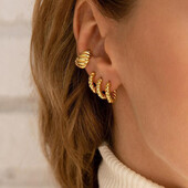 Minimalista stílus, kerek kis fülbevaló, sárgaréz aranyozott fülbevaló, könnyű luxus felsőkategóriás fülbevaló