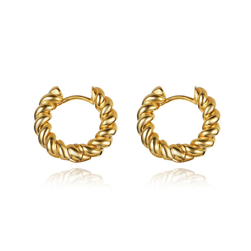 Minimalista stílus, kerek kis fülbevaló, sárgaréz aranyozott fülbevaló, könnyű luxus felsőkategóriás fülbevaló