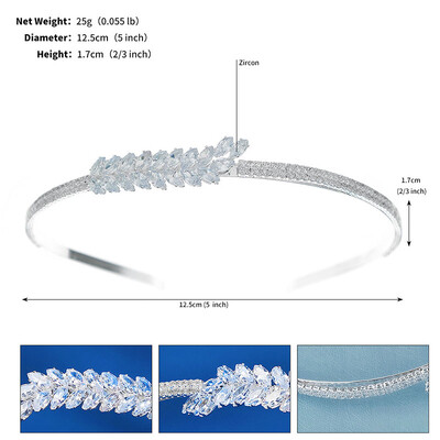 SLBRIDAL Μοντέρνο γούρι Δημοφιλές κρύσταλλο στρας Ζιργκόν Γυναικεία κορίτσια Tiara Headband Queen Party CZ Αυτοκόλλητο μαλλιών Κοσμήματα μαλλιών