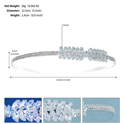 SLBRIDAL Μοντέρνο γούρι Δημοφιλές κρύσταλλο στρας Ζιργκόν Γυναικεία κορίτσια Tiara Headband Queen Party CZ Αυτοκόλλητο μαλλιών Κοσμήματα μαλλιών