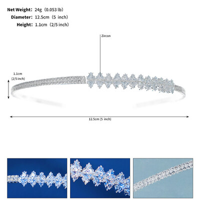 SLBRIDAL Μοντέρνο γούρι Δημοφιλές κρύσταλλο στρας Ζιργκόν Γυναικεία κορίτσια Tiara Headband Queen Party CZ Αυτοκόλλητο μαλλιών Κοσμήματα μαλλιών