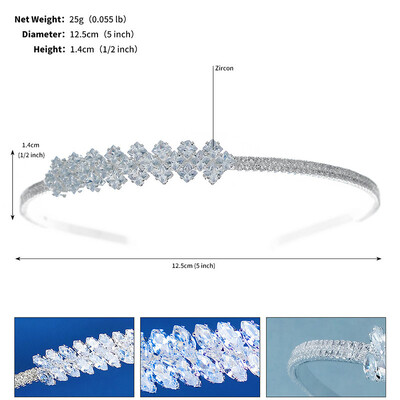 SLBRIDAL Μοντέρνο γούρι Δημοφιλές κρύσταλλο στρας Ζιργκόν Γυναικεία κορίτσια Tiara Headband Queen Party CZ Αυτοκόλλητο μαλλιών Κοσμήματα μαλλιών