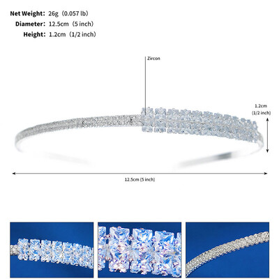 SLBRIDAL Μοντέρνο γούρι Δημοφιλές κρύσταλλο στρας Ζιργκόν Γυναικεία κορίτσια Tiara Headband Queen Party CZ Αυτοκόλλητο μαλλιών Κοσμήματα μαλλιών