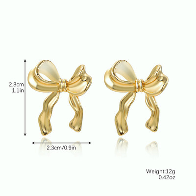 1 pereche de cercei cu arc din oțel inoxidabil, cu fundă, cu fundă, pentru femei, fete, placate cu aur de 18K, drăguț, set de bijuterii, piercing, cadou