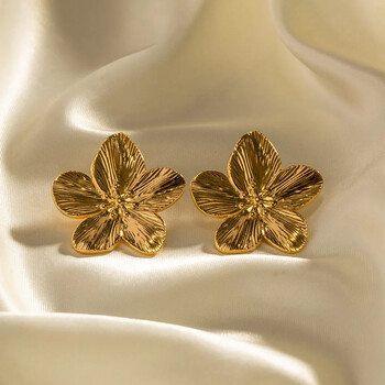 Γαλλικό Vintage Χρυσό Χρώμα Flower Stud Σκουλαρίκια Μόδα σκουλαρίκια από κράμα για γυναίκες Μοντέρνα πολυτελή κοσμήματα για πάρτι