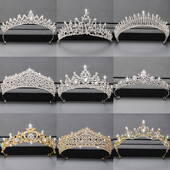 Culoarea Argintie Coroana si Tiara Accesorii De Par Pentru Femei Accesorii Nunta Coroana Pentru Mireasa Cristal Stras Diadema Diadema