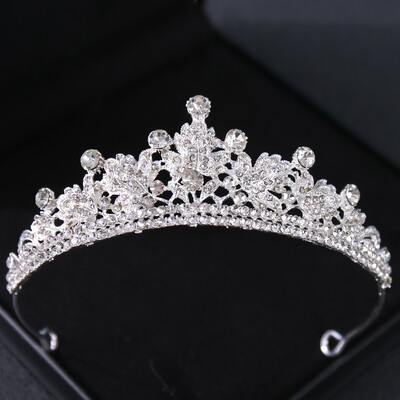 Culoarea Argintie Coroana si Tiara Accesorii De Par Pentru Femei Accesorii Nunta Coroana Pentru Mireasa Cristal Stras Diadema Diadema