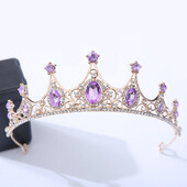 DIEZI Prabangus Elegant Purple Rose Red Crystal Crown plaukų aksesuarai Tiara Moterų vakarėlis Kalnų krištolas nuotakos karūnėlė Nauji plaukų papuošalai