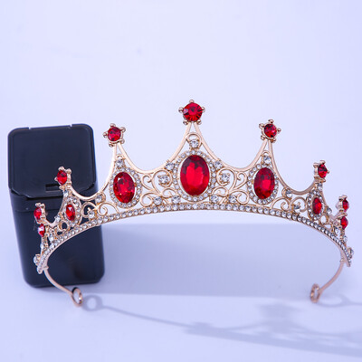 DIEZI Prabangus Elegant Purple Rose Red Crystal Crown plaukų aksesuarai Tiara Moterų vakarėlis Kalnų krištolas nuotakos karūnėlė Nauji plaukų papuošalai