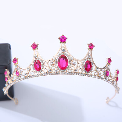 DIEZI Prabangus Elegant Purple Rose Red Crystal Crown plaukų aksesuarai Tiara Moterų vakarėlis Kalnų krištolas nuotakos karūnėlė Nauji plaukų papuošalai
