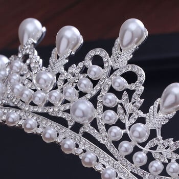 Tiaras And Crowns Luxury CZ Pearl Princess Pageant Αρραβώνας γάμου Αξεσουάρ μαλλιών για νυφικά κοσμήματα Shine Crystal Crown