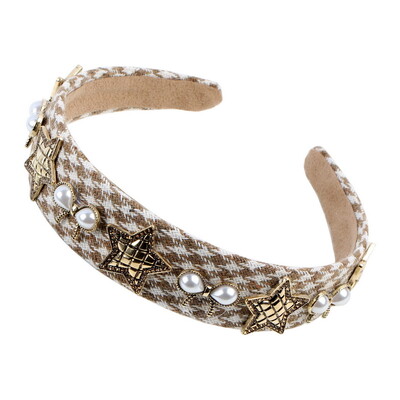 Nauji imituoti Perlų Bowknot Vintage Stripe Audiniai Galvos apdangalai Plaukai Papuošalai Kalnų krištolo karoliukų lydinio Metalo Žvaigždžių žavesio Moteriškos plaukų juostos