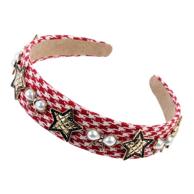 Nauji imituoti Perlų Bowknot Vintage Stripe Audiniai Galvos apdangalai Plaukai Papuošalai Kalnų krištolo karoliukų lydinio Metalo Žvaigždžių žavesio Moteriškos plaukų juostos