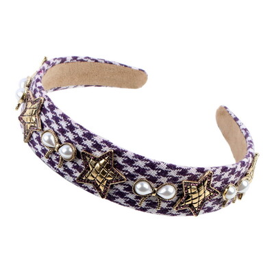 Nauji imituoti Perlų Bowknot Vintage Stripe Audiniai Galvos apdangalai Plaukai Papuošalai Kalnų krištolo karoliukų lydinio Metalo Žvaigždžių žavesio Moteriškos plaukų juostos