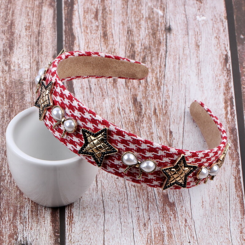 Nauji imituoti Perlų Bowknot Vintage Stripe Audiniai Galvos apdangalai Plaukai Papuošalai Kalnų krištolo karoliukų lydinio Metalo Žvaigždžių žavesio Moteriškos plaukų juostos