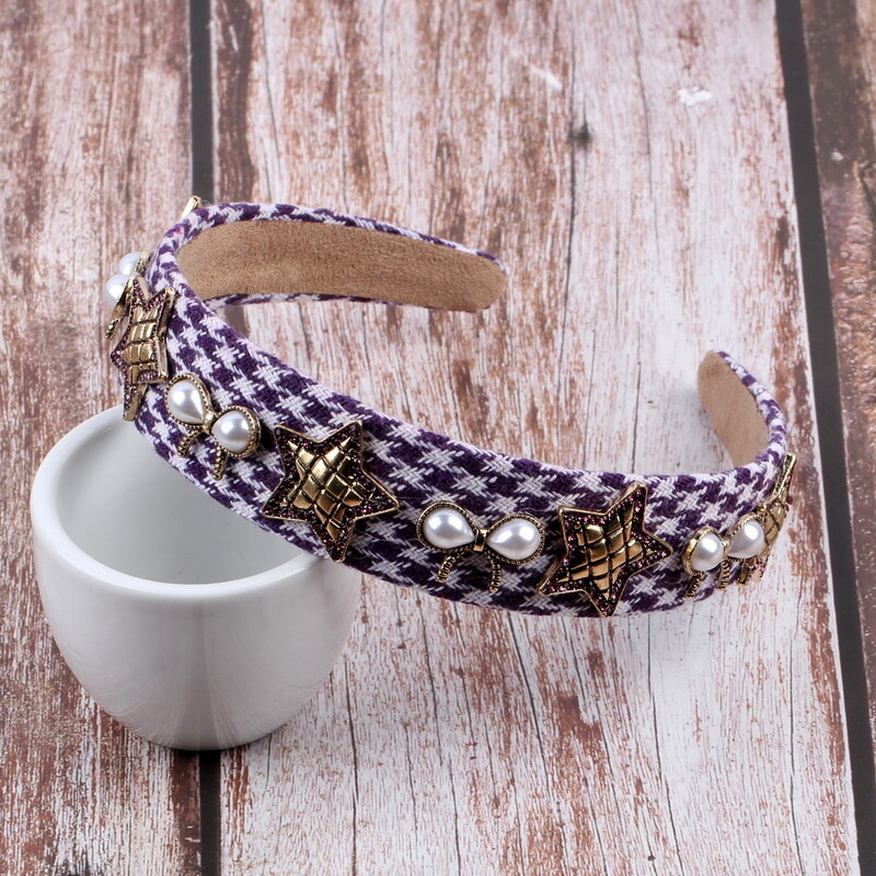 Nauji imituoti Perlų Bowknot Vintage Stripe Audiniai Galvos apdangalai Plaukai Papuošalai Kalnų krištolo karoliukų lydinio Metalo Žvaigždžių žavesio Moteriškos plaukų juostos