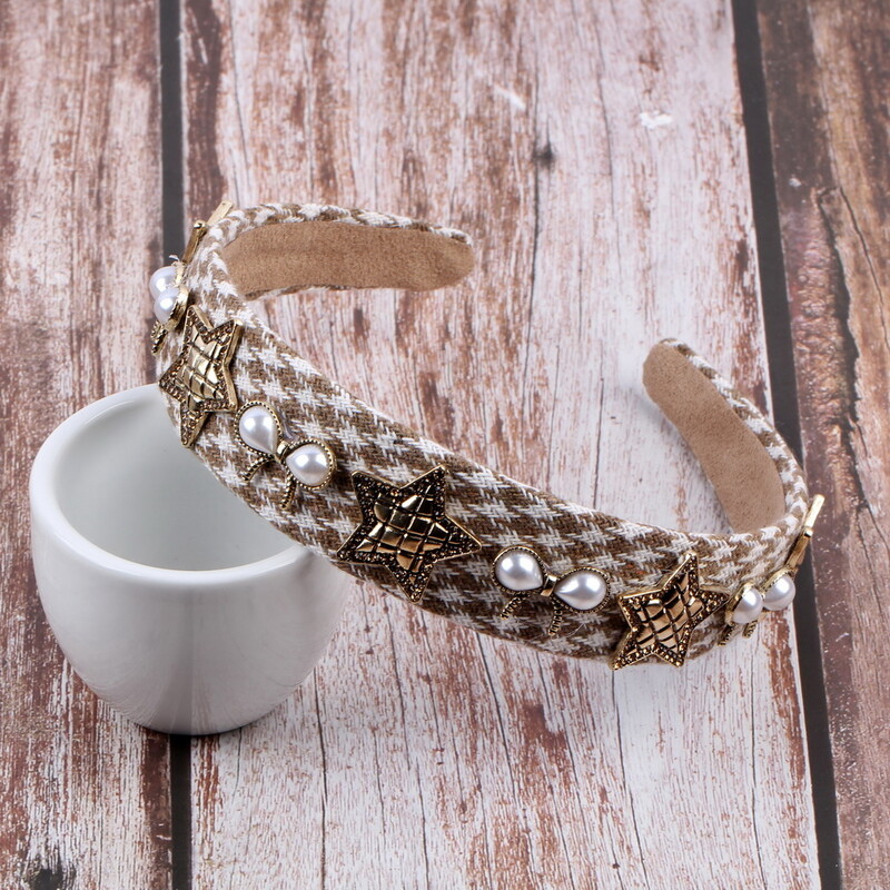 Nauji imituoti Perlų Bowknot Vintage Stripe Audiniai Galvos apdangalai Plaukai Papuošalai Kalnų krištolo karoliukų lydinio Metalo Žvaigždžių žavesio Moteriškos plaukų juostos