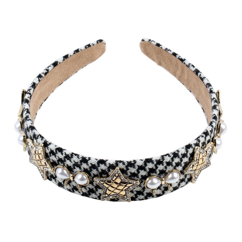 Nauji imituoti Perlų Bowknot Vintage Stripe Audiniai Galvos apdangalai Plaukai Papuošalai Kalnų krištolo karoliukų lydinio Metalo Žvaigždžių žavesio Moteriškos plaukų juostos