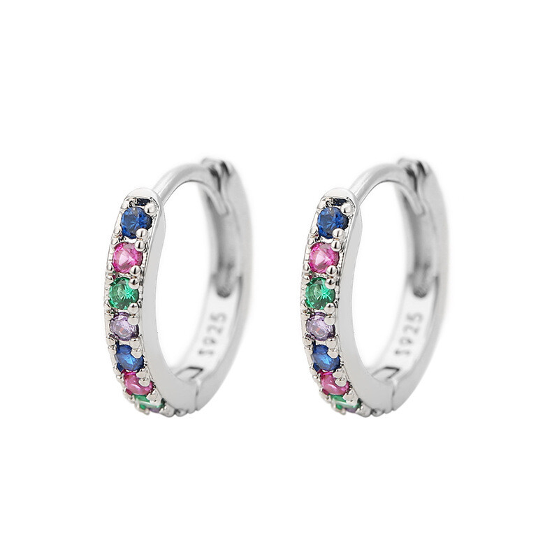 2 buc. Cercei Minimal Hoops din oțel inoxidabil pentru femei 5mm 6mm 7mm 8mm 9mm Huggie Hoops mini Cercei multicolori curcubeu CZ