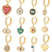 Cute Heart Turkish Evil Eye Hoop σκουλαρίκια για γυναίκες Χρυσό χρώμα New In Ear Dange Κοσμήματα Ζιργκόν Κορεατική Μόδα Υψηλής Ποιότητας