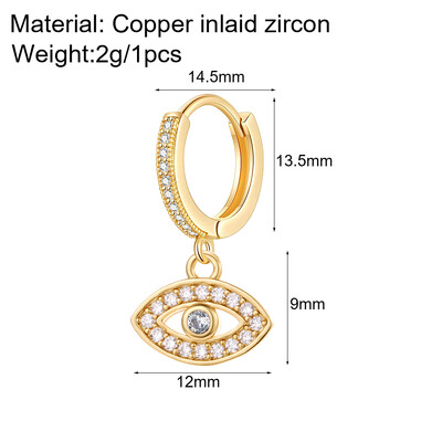 Cute Heart Turkish Evil Eye Hoop σκουλαρίκια για γυναίκες Χρυσό χρώμα New In Ear Dange Κοσμήματα Ζιργκόν Κορεατική Μόδα Υψηλής Ποιότητας