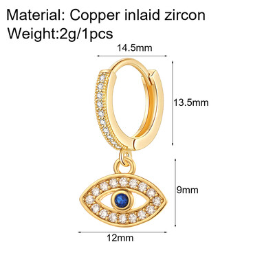 Cute Heart Turkish Evil Eye Hoop σκουλαρίκια για γυναίκες Χρυσό χρώμα New In Ear Dange Κοσμήματα Ζιργκόν Κορεατική Μόδα Υψηλής Ποιότητας