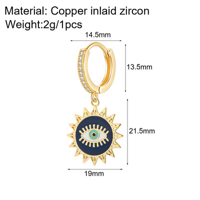 Cute Heart Turkish Evil Eye Hoop σκουλαρίκια για γυναίκες Χρυσό χρώμα New In Ear Dange Κοσμήματα Ζιργκόν Κορεατική Μόδα Υψηλής Ποιότητας