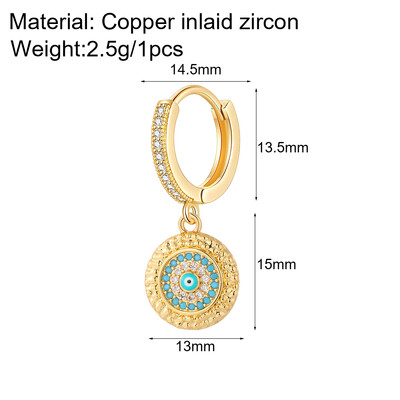 Cute Heart Turkish Evil Eye Hoop σκουλαρίκια για γυναίκες Χρυσό χρώμα New In Ear Dange Κοσμήματα Ζιργκόν Κορεατική Μόδα Υψηλής Ποιότητας